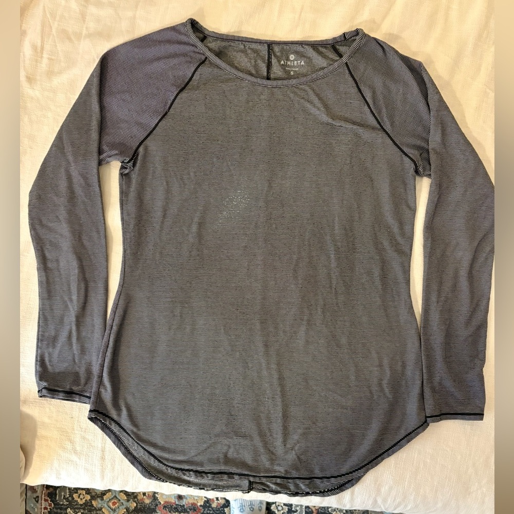 Athleta Shanti Micro Stripe Long sleeve top